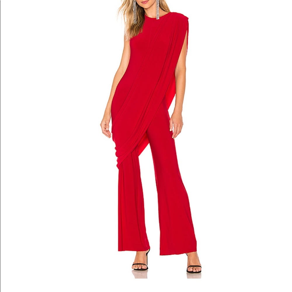 Norma kamali Sleeveless Draped Jumpsuit in Red
